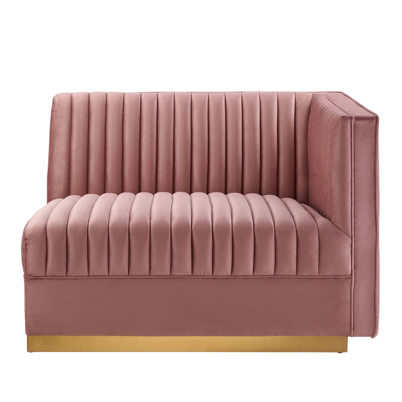 Modway Sanguine Velvet And Stainless Steel Right-Arm Chair In Dusty Rose